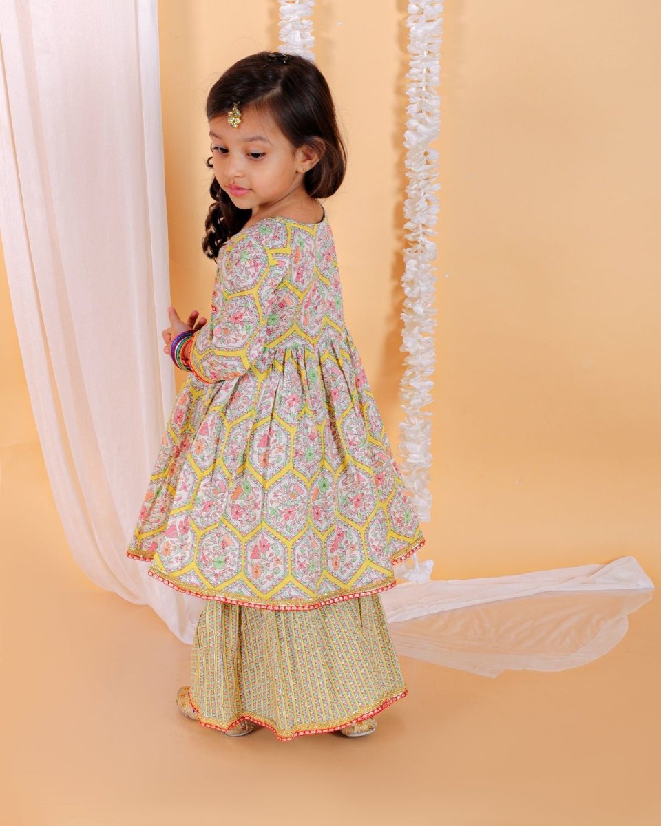 True Yellow Girls Anarkali Kurta Sharara Set - KES-SC-TYG-0-6
