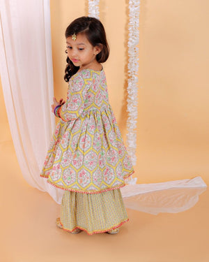 True Yellow Girls Anarkali Kurta Sharara Set - KES-SC-TYG-0-6