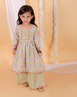True Yellow Girls Anarkali Kurta Sharara Set - KES-SC-TYG-0-6