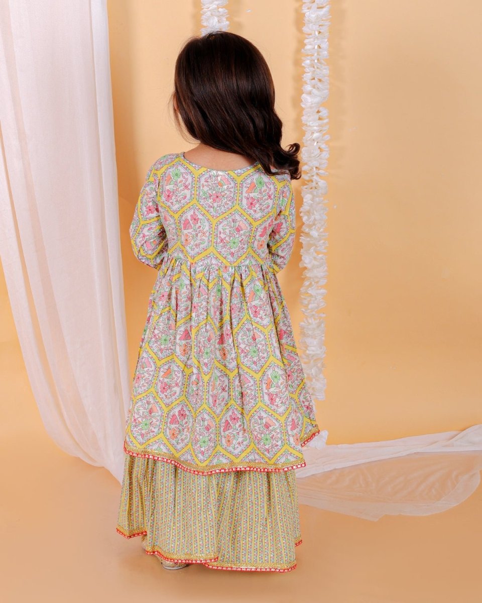 True Yellow Girls Anarkali Kurta Sharara Set - KES-SC-TYG-0-6