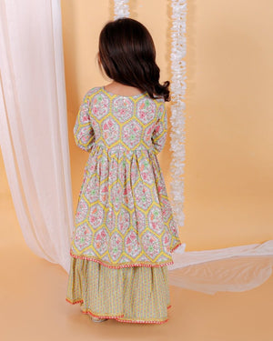 True Yellow Girls Anarkali Kurta Sharara Set - KES-SC-TYG-0-6