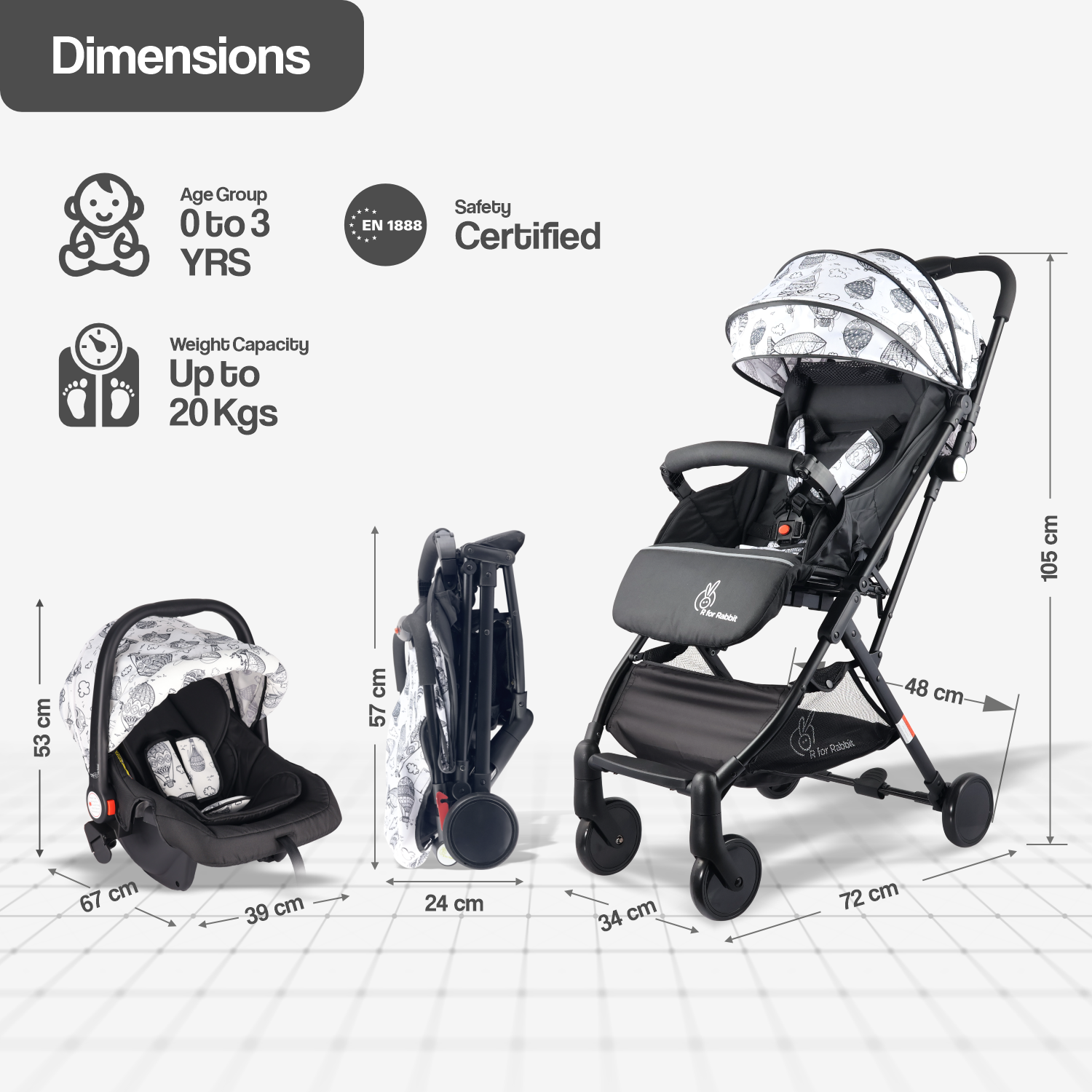 R for Rabbit Pocket Stroller Lite Travel System