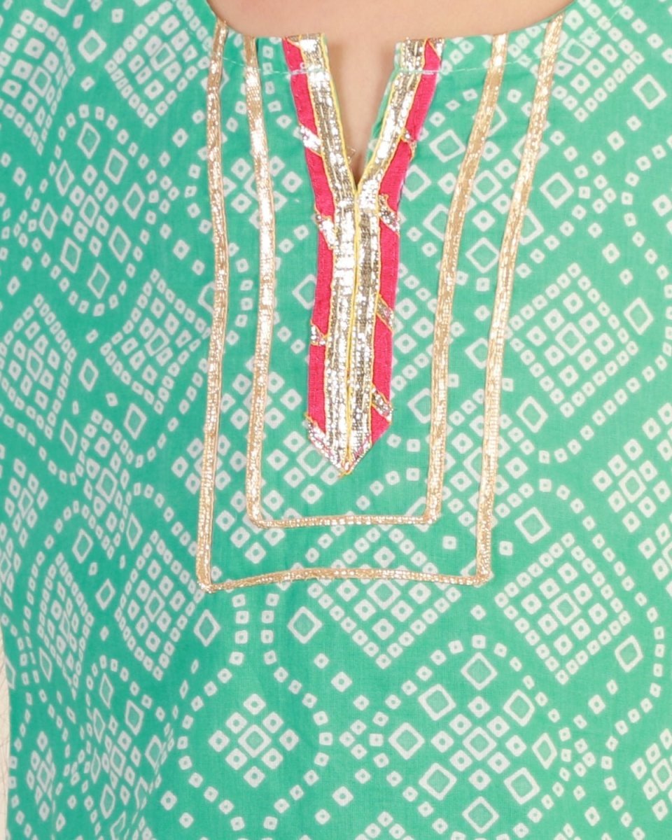 Turquoise Bandhani Girls Kurta Sharara Set - SS-TBKSS-0-6