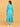 Turquoise Temptation Maternity Wrap Dress back view showing relaxed fit, waist tie detail, and midi-length ruffle hem.