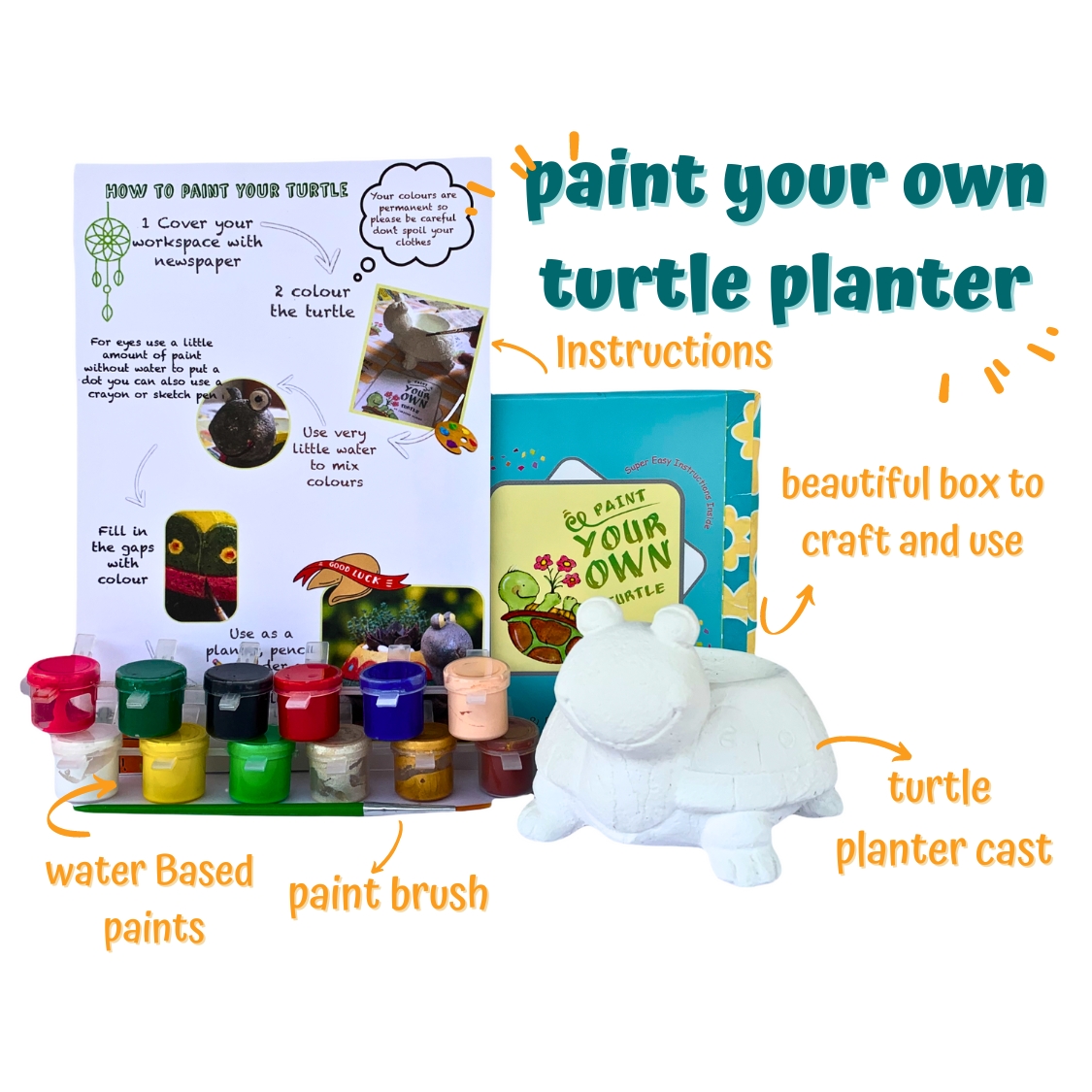 Craftopedia Paint Your Own Turtle Planter | DIY Art and Craft Kit