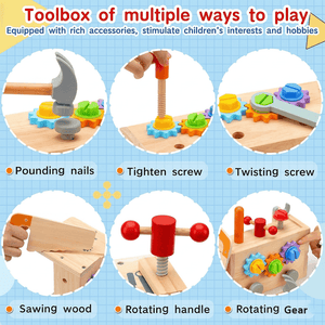 TurtleBee 29Pc Wooden Tool Box Set for Kids | The Mom Store - Pretend & Play Toys