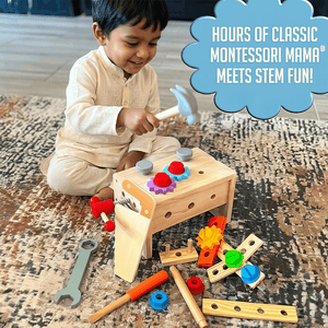 TurtleBee 29Pc Wooden Tool Box Set for Kids | The Mom Store - Pretend & Play Toys