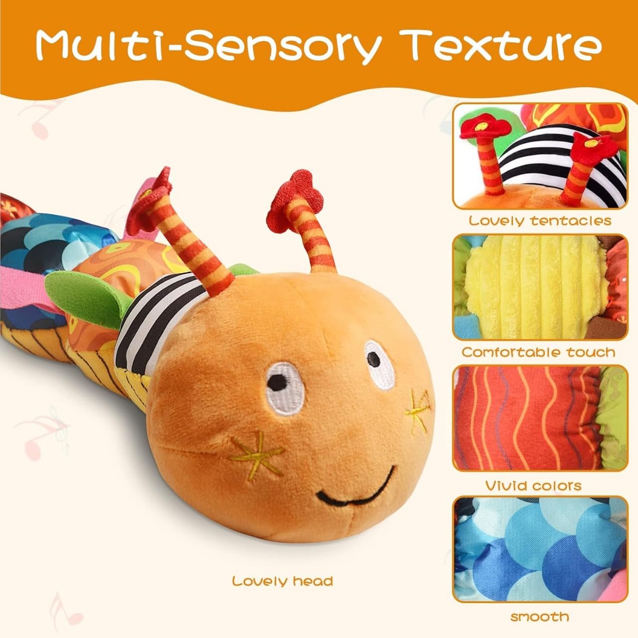 Turtlebee Baby Musical Worm Soft Toy - SWT1