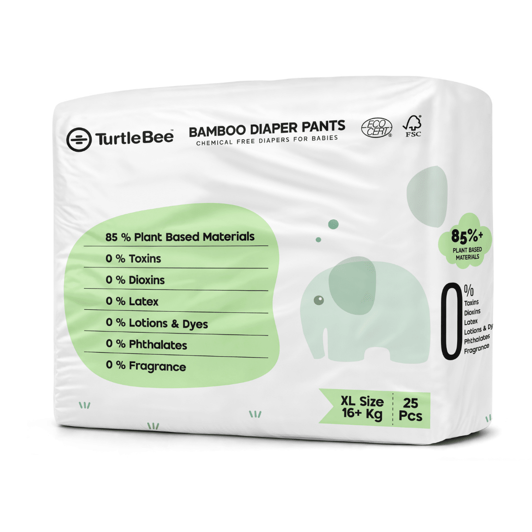 TurtleBee Bamboo Diaper Pants | Pack of 1 | Extra Large Size (13 - 17 Kgs) - Baby Diaper