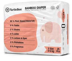 TurtleBee Bamboo Diaper Tape Style| Pack of 1 | Small Size (3 - 6 Kgs) - BDTS01