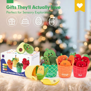 TurtleBee My First Veggie Basket 16Pcs Montessori Sensory Toy 6-12M - Kids Toys