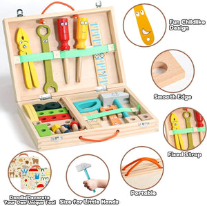 TurtleBee Wooden Toolbox Set for Kids | The Mom Store - Wooden pretend & Play Toys