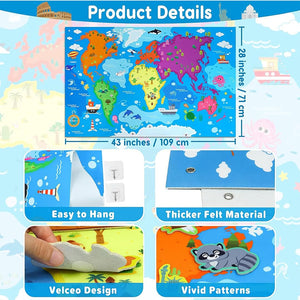 TurtleBee Little Explorer - Montessori World Map - Learning and Educational Toys