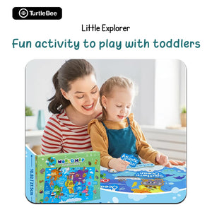 TurtleBee Little Explorer - Montessori World Map - Learning and Educational Toys