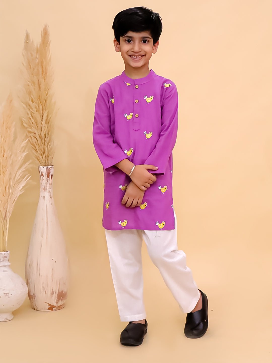 Tweet Dreams Boys Embroidered Kurta Pajama Set - KES - BK - TWDBY - 0 - 6