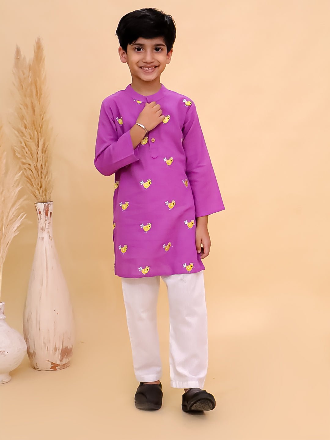 Tweet Dreams Boys Embroidered Kurta Pajama Set - KES - BK - TWDBY - 0 - 6