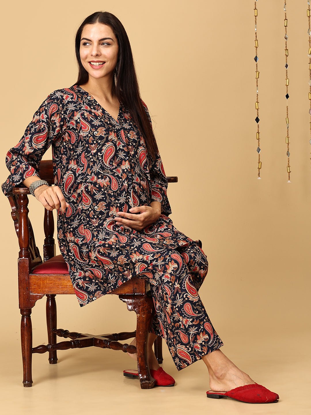Twilight Harmony Paisley Maternity and Nursing Co Ord Set - MEW - SK - TWHR - S