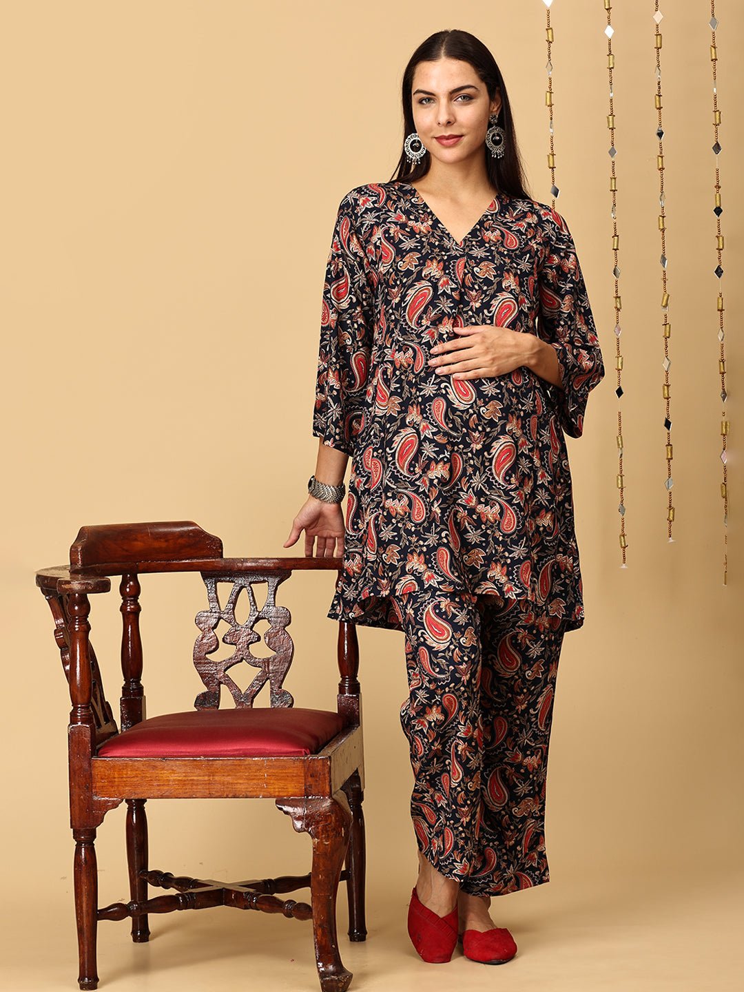 Twilight Harmony Paisley Maternity and Nursing Co Ord Set - MEW - SK - TWHR - S