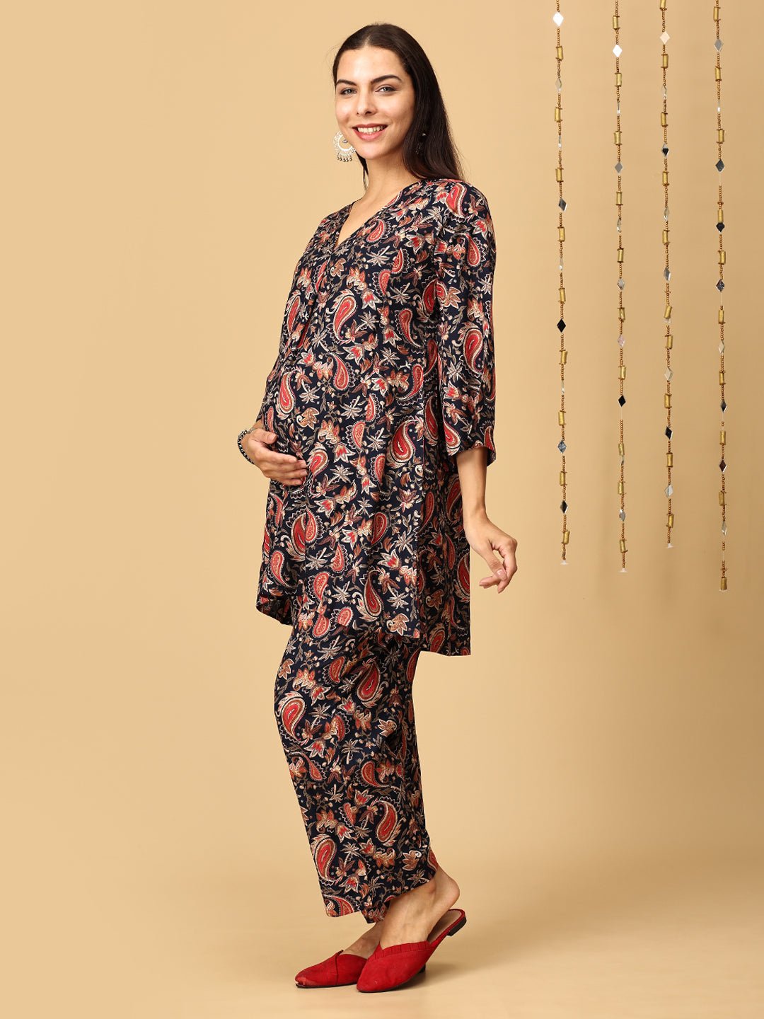 Twilight Harmony Paisley Maternity and Nursing Co Ord Set - MEW - SK - TWHR - S