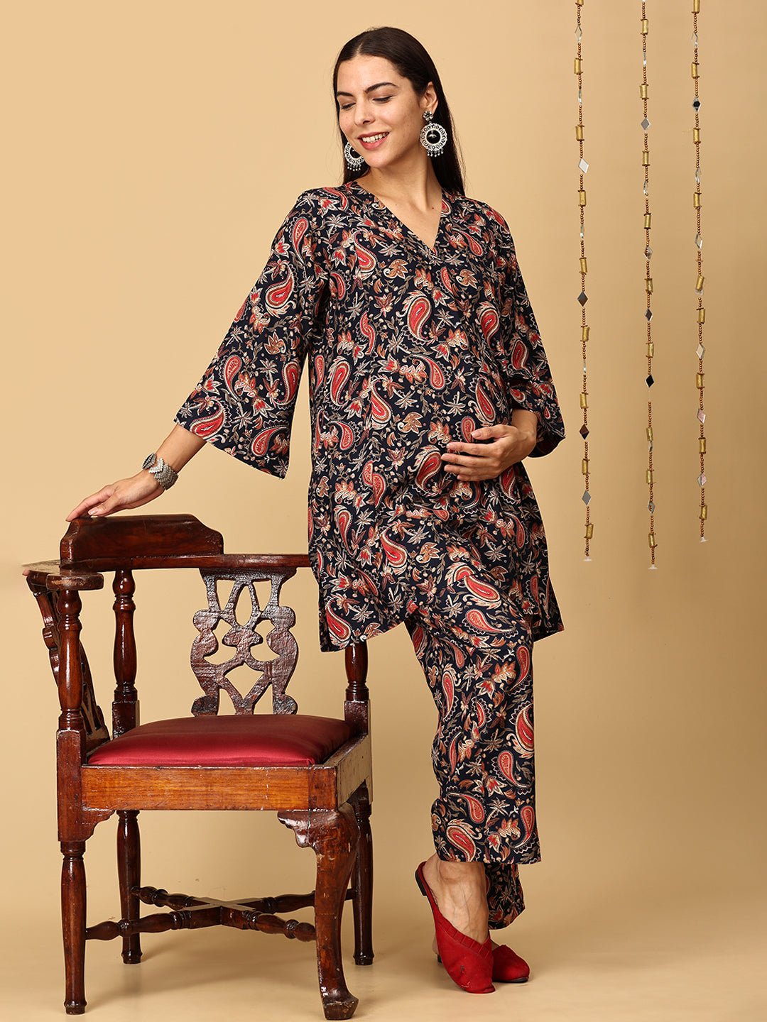 Twilight Harmony Paisley Maternity and Nursing Co Ord Set - MEW - SK - TWHR - S