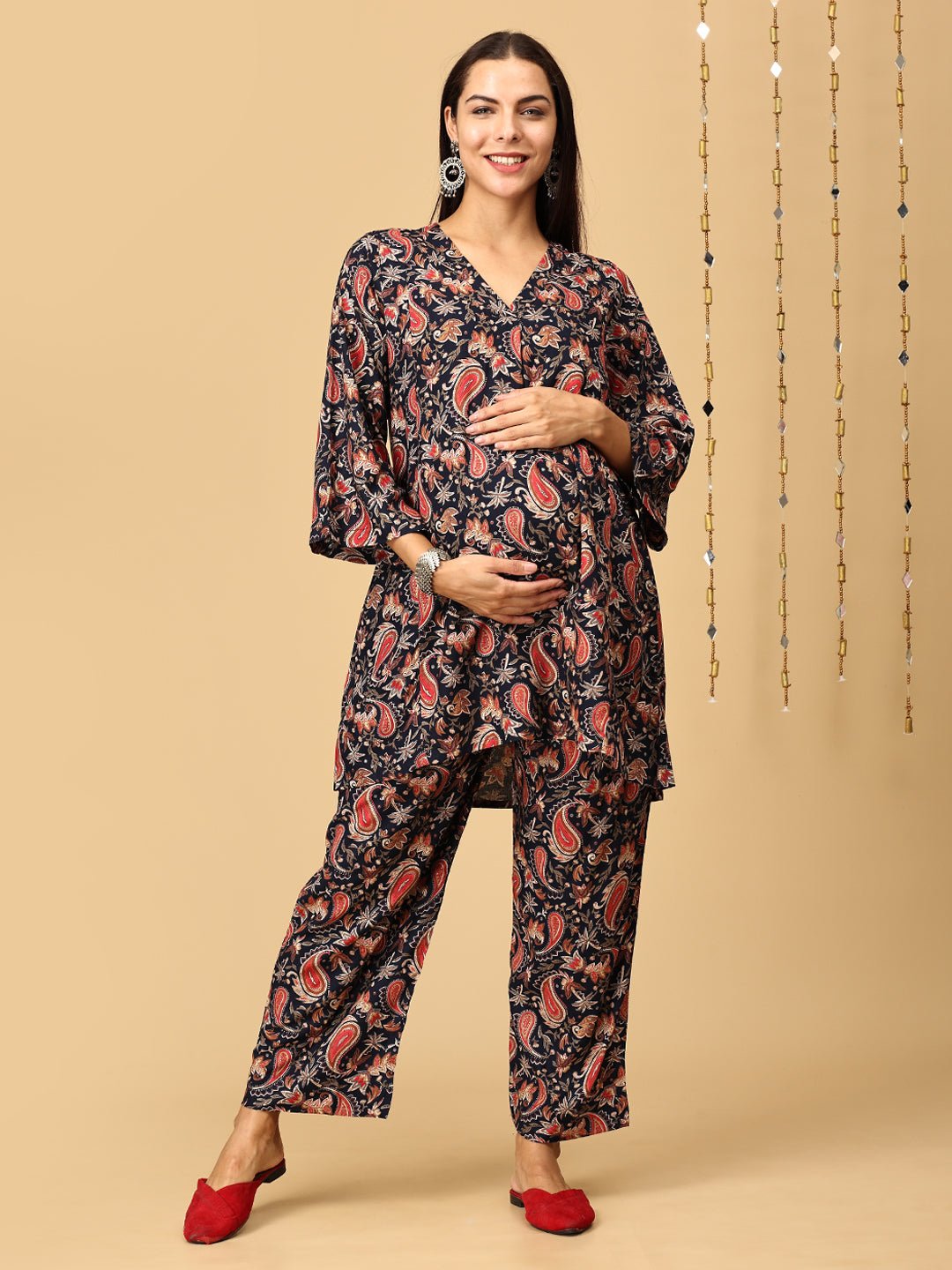 Twilight Harmony Paisley Maternity and Nursing Co Ord Set - MEW - SK - TWHR - S