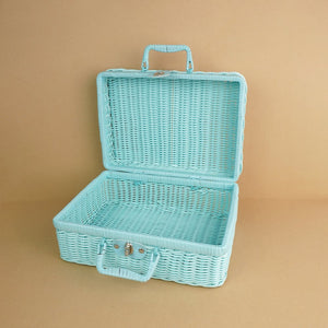 Twinkle Star Lullaby Teddy,Baby Blue Cane Basket for Storage and Travel - 