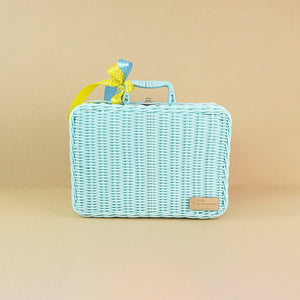 Twinkle Star Lullaby Teddy,Baby Blue Cane Basket for Storage and Travel - 