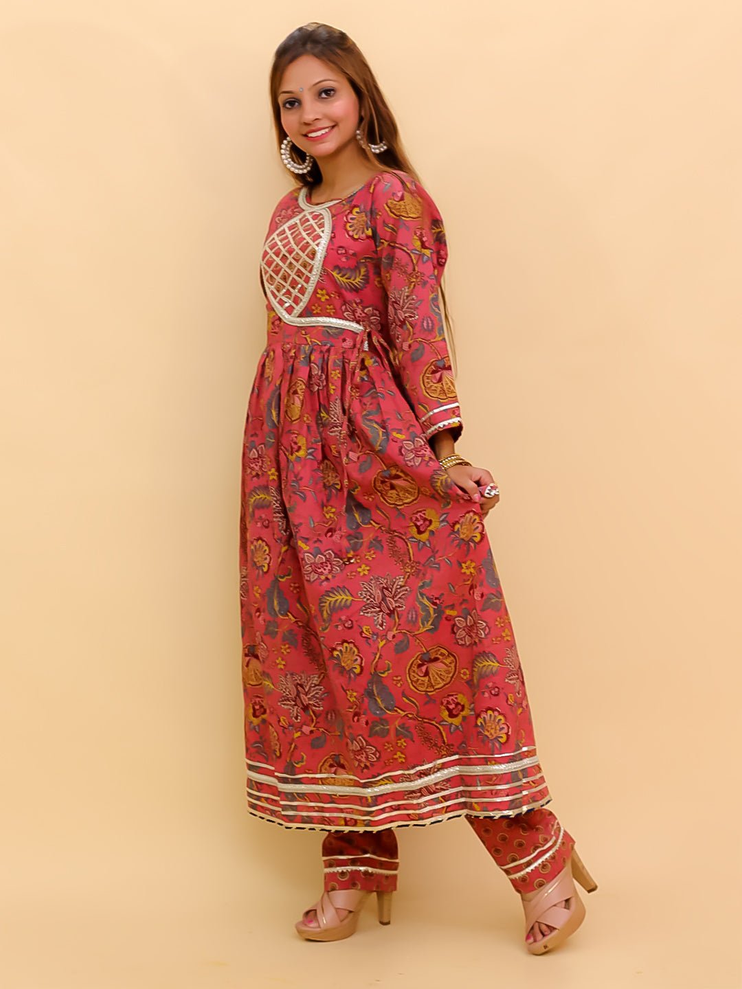 Twinning Combo - Aangan Aabha Womens Kurta Set with Girls Anarkali Sharara Set - TWN2 - ANGABWKGA