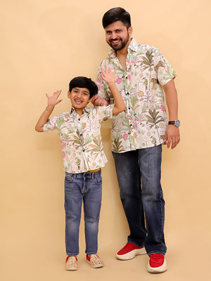 Twinning Combo - Bagh - i - Bold Jungle Print Men's Shirt and Boys Shirt - TWN2 - BGIBMSB