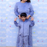 Twinning Combo: Blue Snuggles Womens and Kids Fleece Co - ord Sets - TWN2 - SD - BSWKFC
