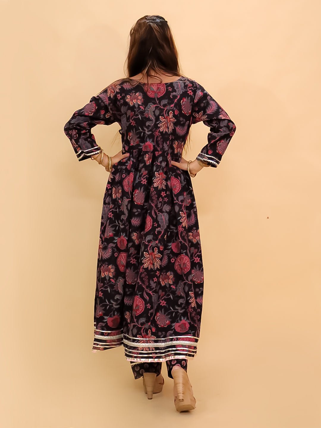 Twinning Combo - Kaali Katha Womens Kurta Set with Girls Anarkali Sharara Set - TWN2 - KAKWPGA