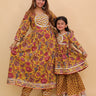 Twinning Combo - Peele Phool Womens Kurta Set with Girls Anarkali Sharara Set - TWN2 - PELPWKGA