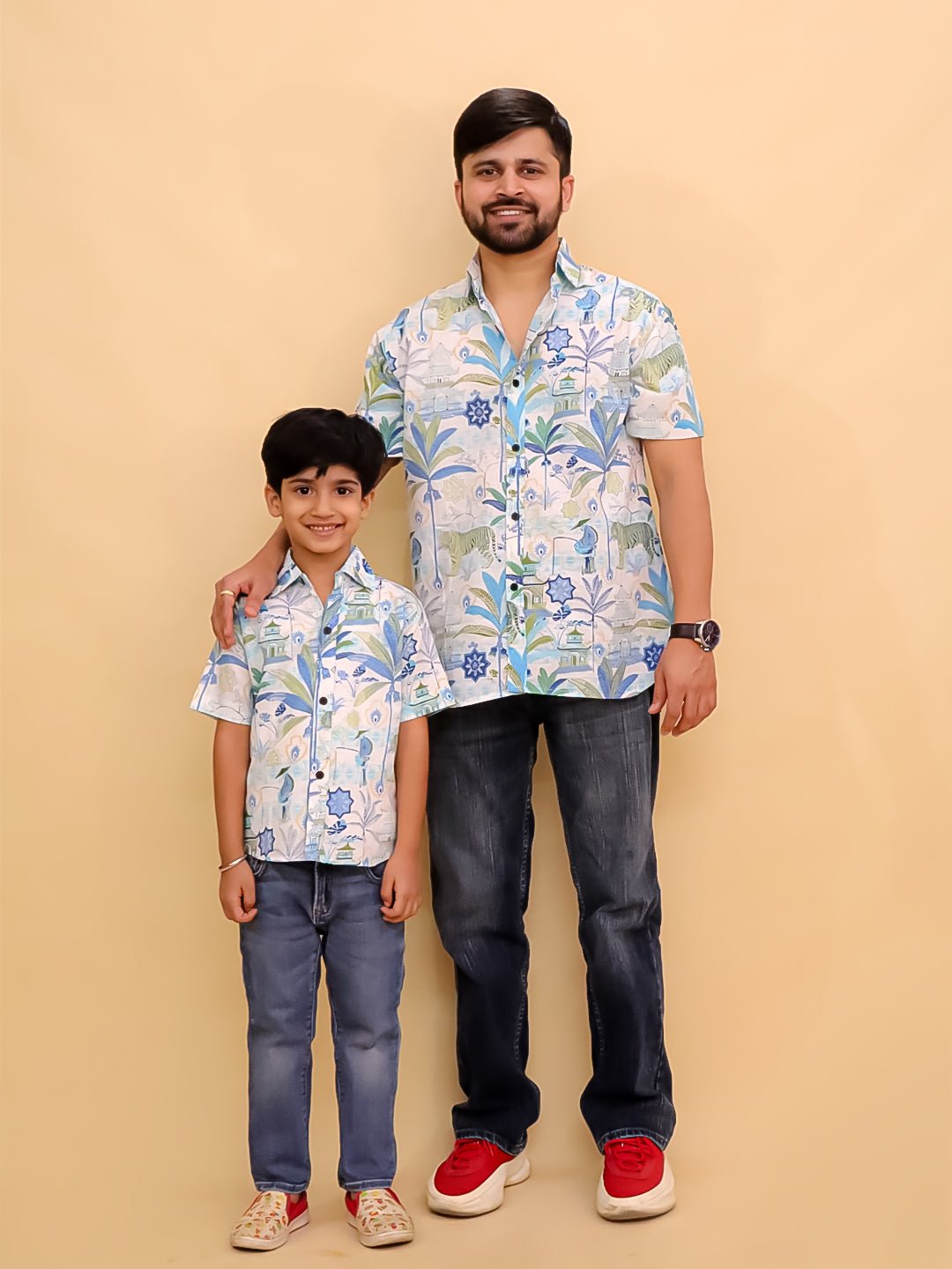 Twinning Combo - Prowl Patrol Jungle Print Men's Shirt and Boys Shirt - TWN2 - PRWPMSB