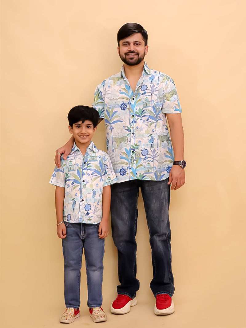 Twinning Set- Prowl Patrol Jungle Print Men's Shirt and Boys Shirt