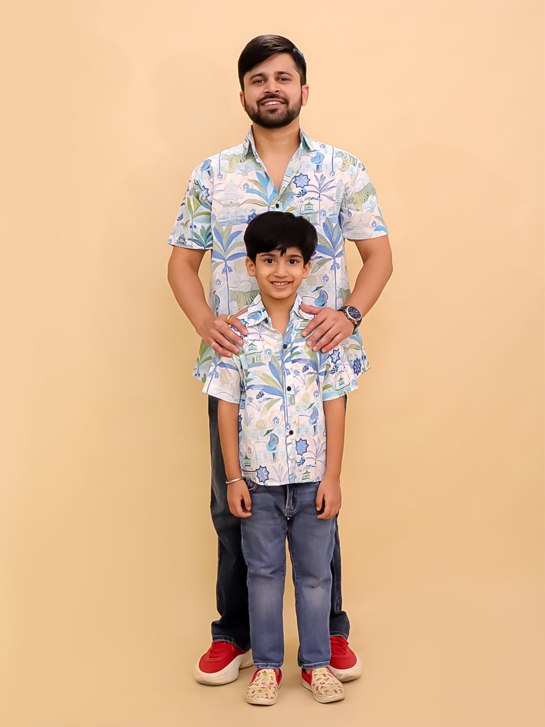 Twinning Combo - Prowl Patrol Jungle Print Men's Shirt and Boys Shirt - TWN2 - PRWPMSB