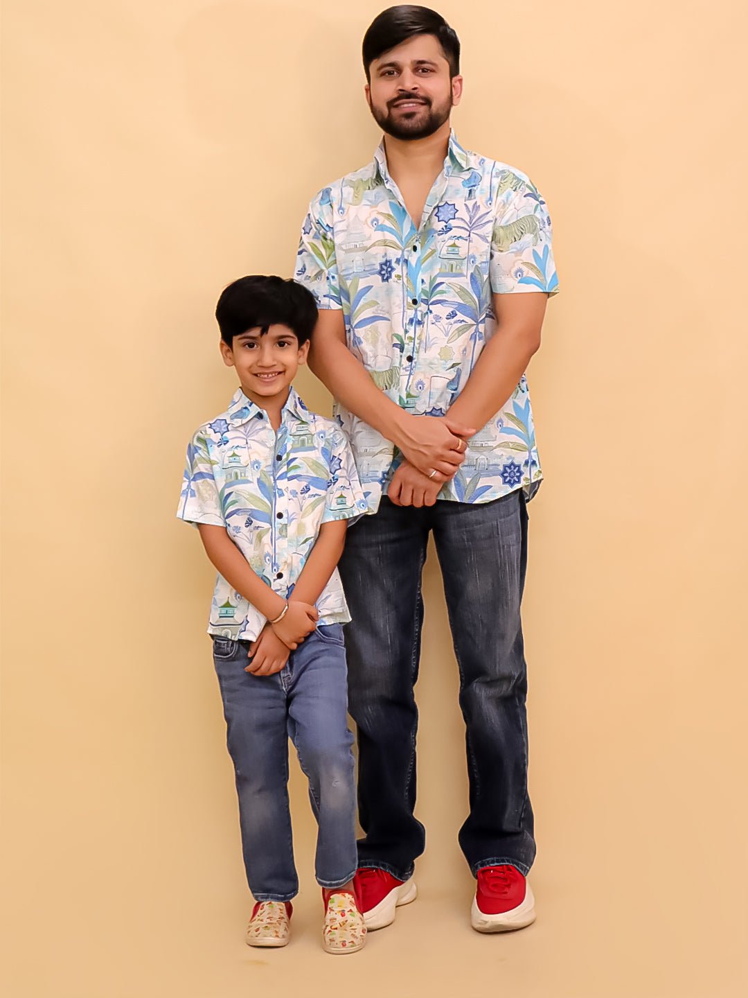 Twinning Combo - Prowl Patrol Jungle Print Men's Shirt and Boys Shirt - TWN2 - PRWPMSB