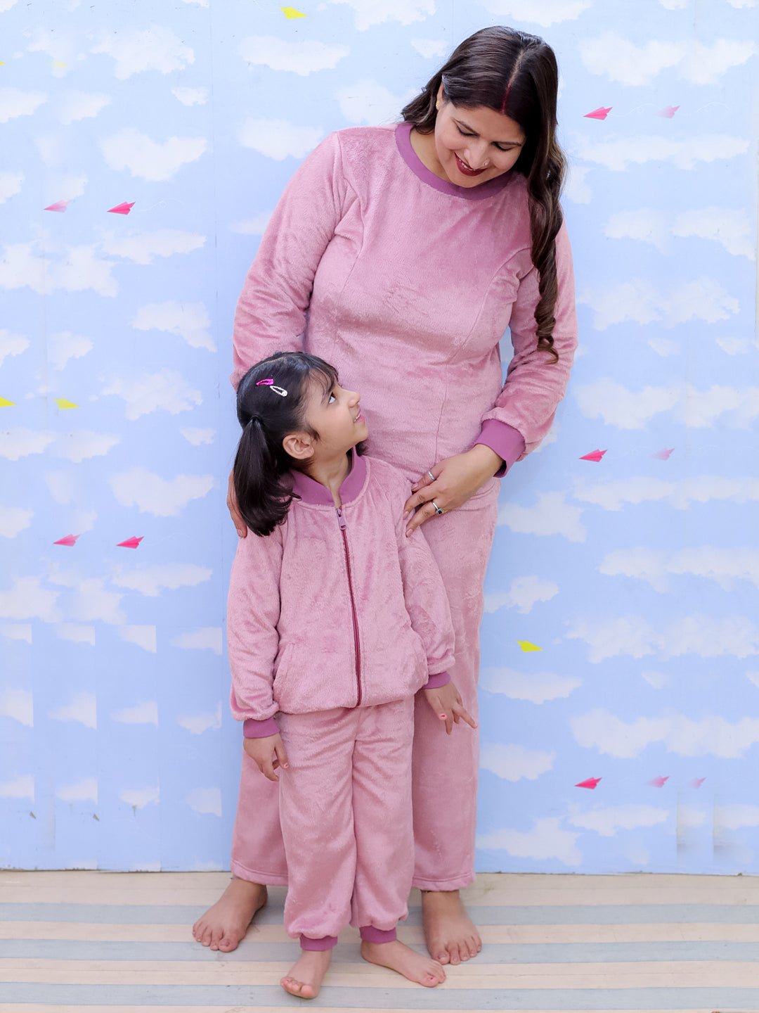 Twinning Combo: Puffin in Pink Womens and Kid Fleece Co - ord Sets - TWN2 - SD - PIPWKFC