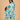 Twinning Set- Aqua Grid Womens and Girls Kurta Set - Twinning Combo