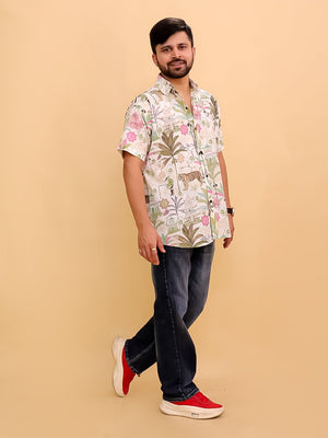 Twinning Set- Bagh-i-Bold Jungle Print Men's Shirt and Boys Shirt - Twinning Combo