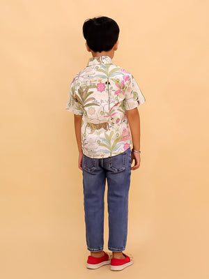 Twinning Set- Bagh-i-Bold Jungle Print Men's Shirt and Boys Shirt - Twinning Combo