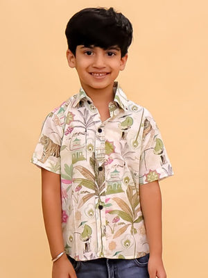 Twinning Set- Bagh-i-Bold Jungle Print Men's Shirt and Boys Shirt - Twinning Combo