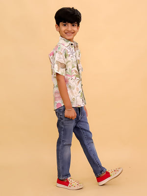 Twinning Set- Bagh-i-Bold Jungle Print Men's Shirt and Boys Shirt - Twinning Combo