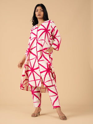 Twinning Set- Blush Grid Womens and Girls Kurta Set - Twinning Combo