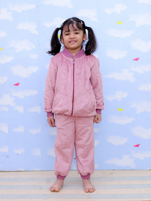 Twinning Set: Puffin in Pink Womens and Kid Fleece Night Suits - Twinning Combo