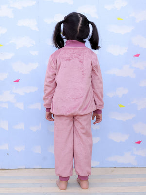 Twinning Set: Puffin in Pink Womens and Kid Fleece Night Suits - Twinning Combo