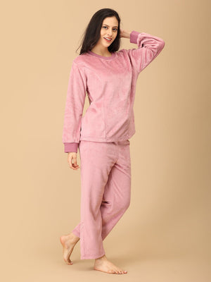 Twinning Set: Puffin in Pink Womens and Kid Fleece Night Suits - Twinning Combo