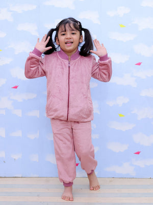 Twinning Set: Puffin in Pink Womens and Kid Fleece Night Suits - Twinning Combo