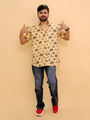 Twinning Set-Teal-a-Trunk Elephant Print Men's Shirt and Boys Shirt - Twinning Combo