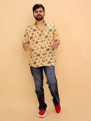 Twinning Set-Teal-a-Trunk Elephant Print Men's Shirt and Boys Shirt - Twinning Combo