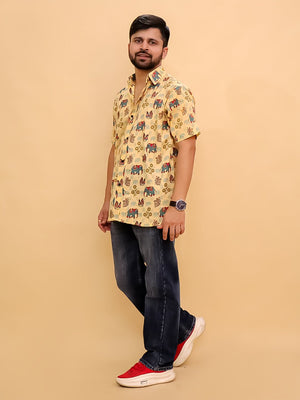 Twinning Set-Teal-a-Trunk Elephant Print Men's Shirt and Boys Shirt - Twinning Combo